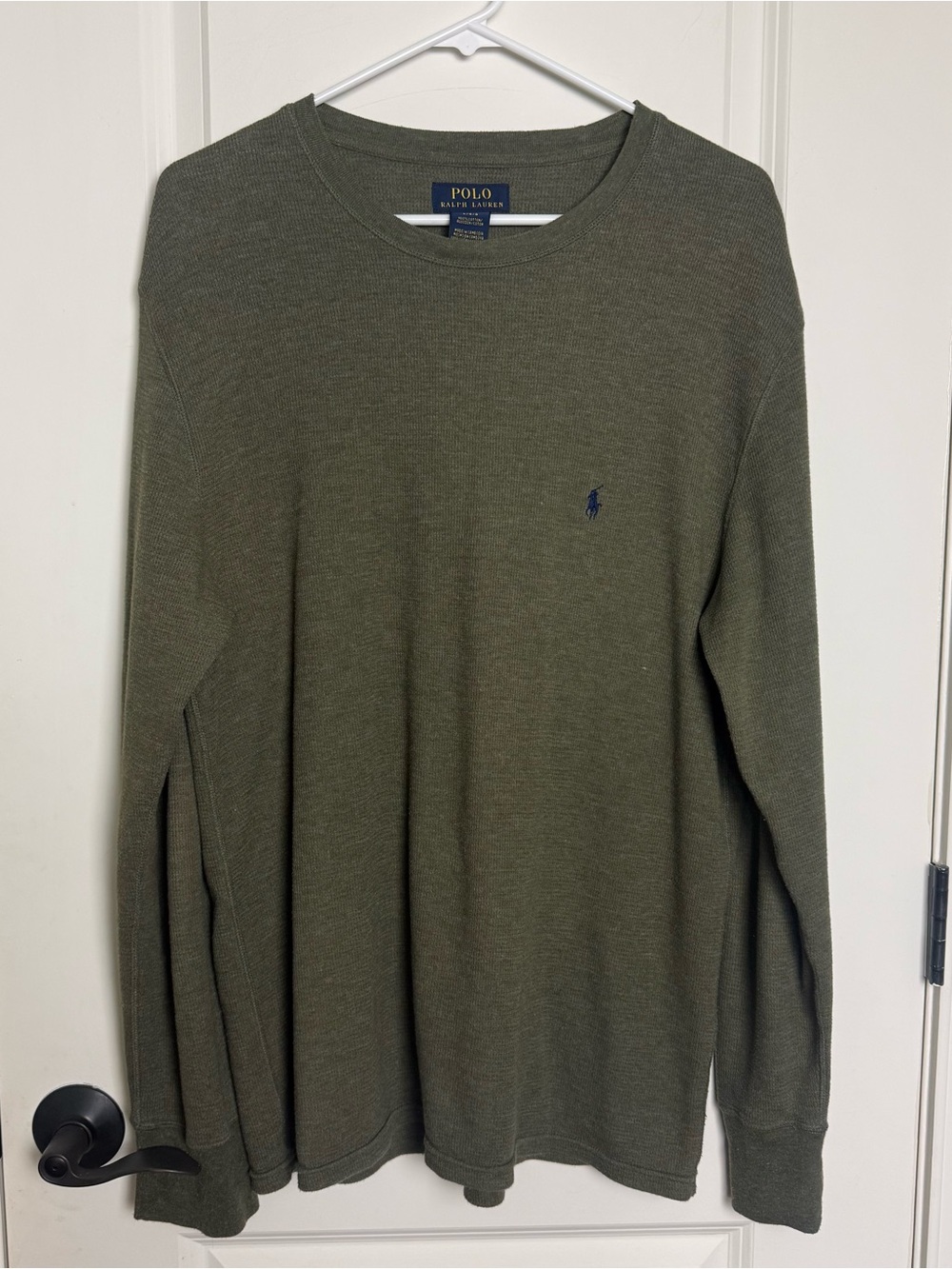 Polo by Ralph Lauren Olive Green Crewneck Sweater with Navy Logo